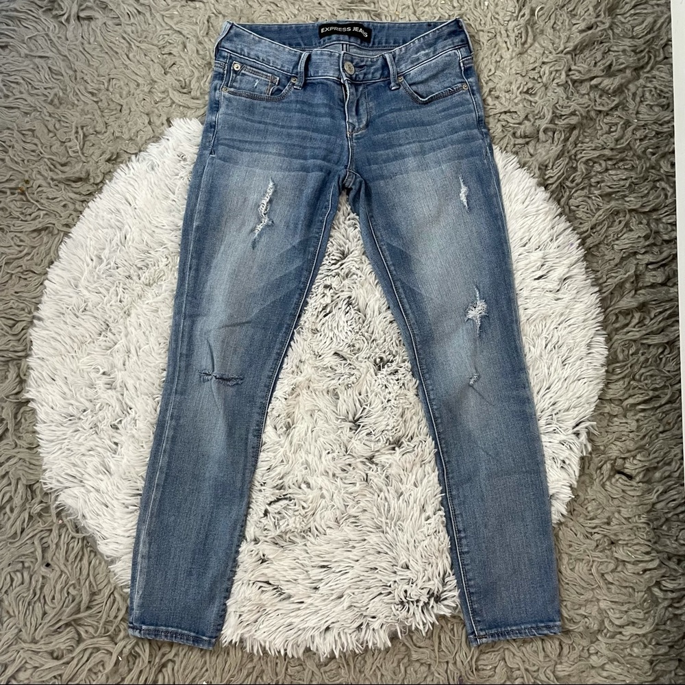 Express distressed skinny jeans